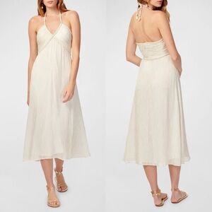 Sonoma Metallic Silk Backless Halter Midi Dress